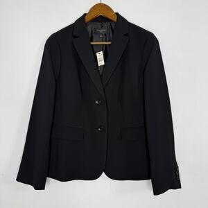 Talbots Blazer Womens 10P Black Polyester Two Button Lined Career Jacket NEW